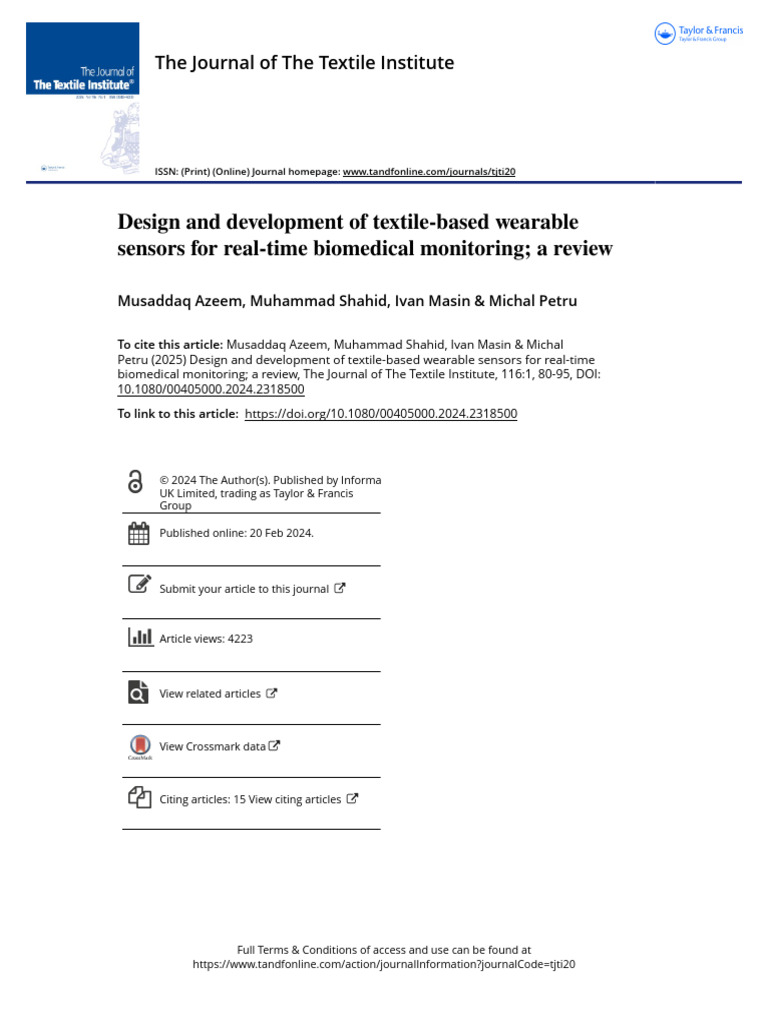 Design and Development of Textile-Based Wearable Sensors For Real-Time ...