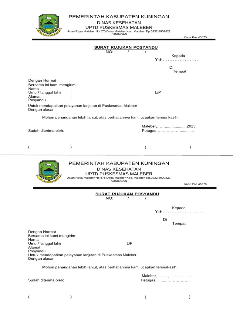 Surat Rujukan Posyandu | PDF