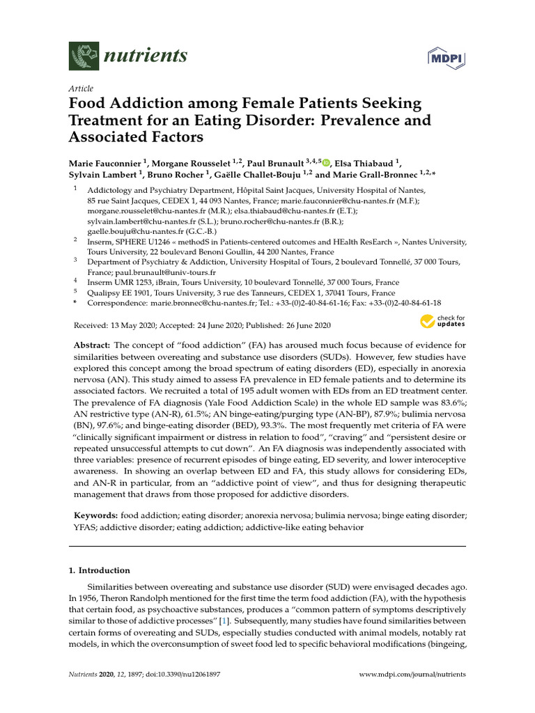 Food Addiction in Female Eating Disorders | PDF | Binge Eating Disorder ...