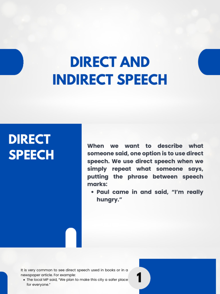 Direct and Indirect Speech Explained | PDF | Semantic Units ...