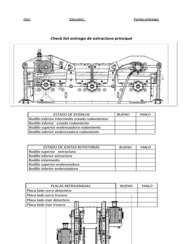 Check List de Entrega de Extractora | PDF