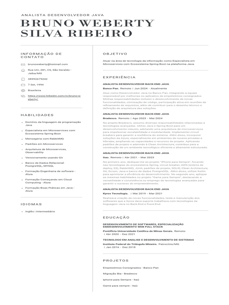 Analista Desenvolvedor Java Especialista em Microservices | PDF | Java ...