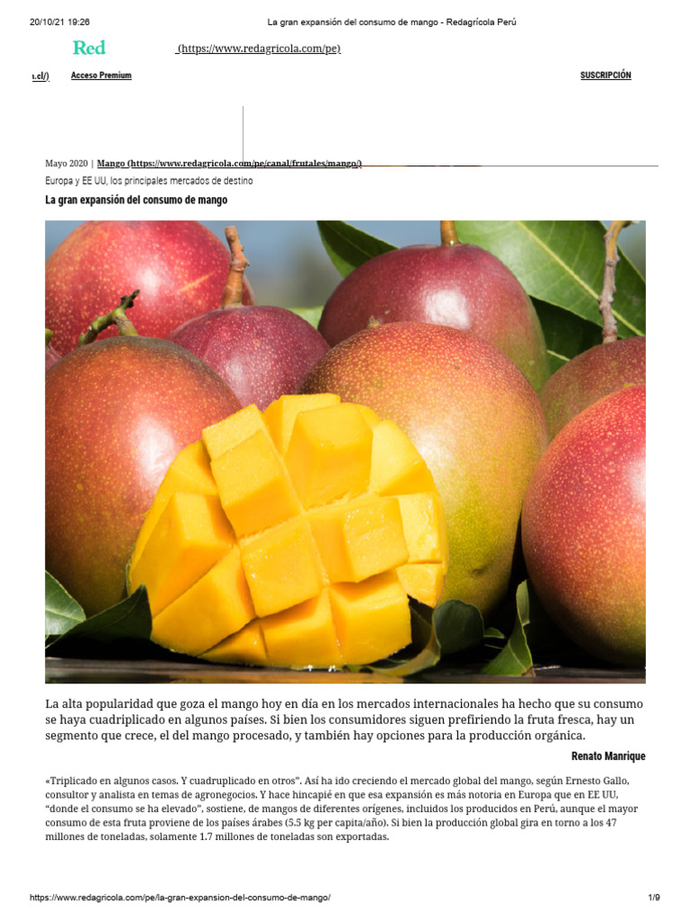 MANGO 1. Gran expansion del mango | PDF | Mango | Perú