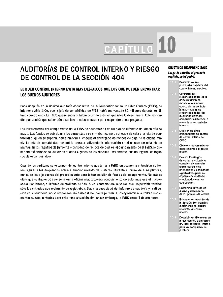 Capítulo 10 Auditoría de Control Interno | PDF