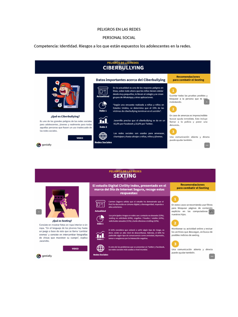 Informacion Sobre Riesgos en Las Redes para Adolescentes | PDF