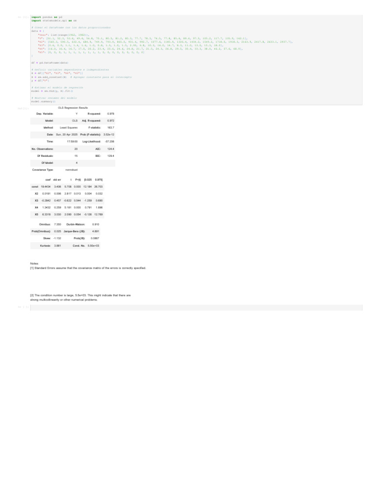 OLS Regression Analysis Results | PDF | Ordinary Least Squares | Errors ...