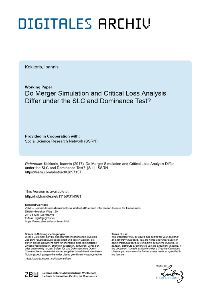 Merger Simulation Under SLF and DP | PDF | Mergers And Acquisitions ...