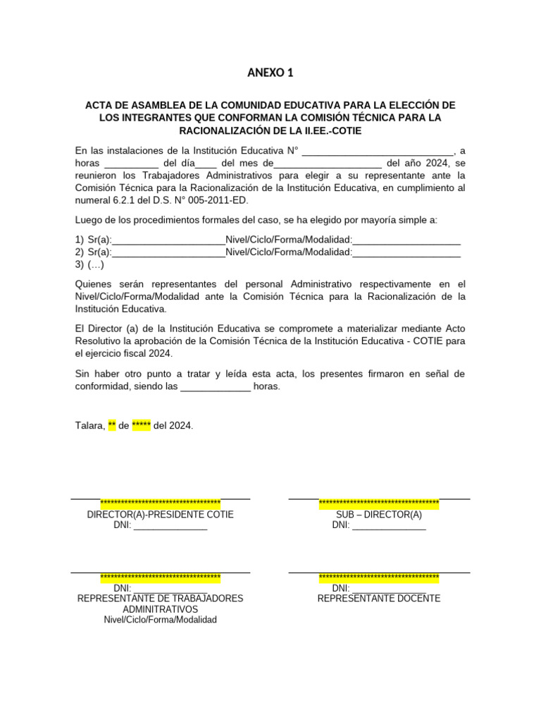 1 - Anexo 1 - Acta de Elecc. Cotie | PDF