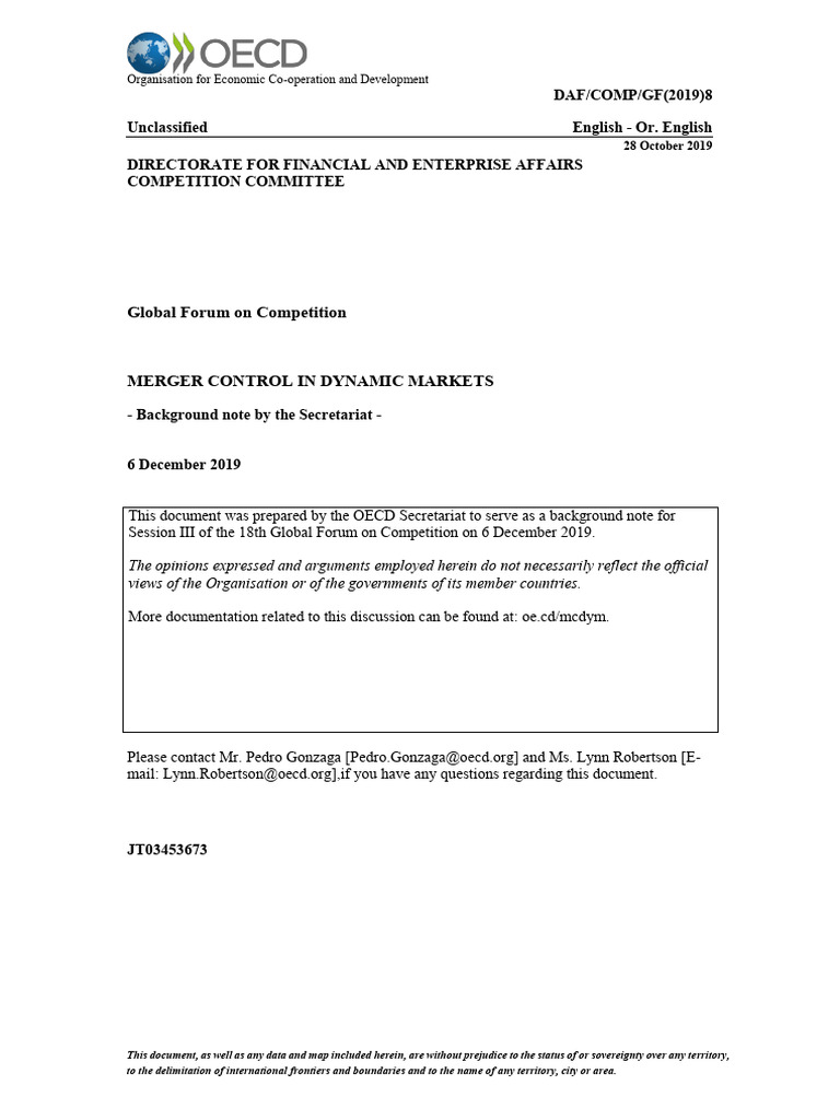 Merger Control in Dynamic Markets | PDF | Mergers And Acquisitions ...
