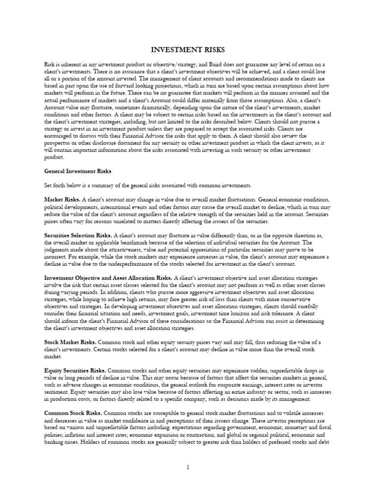 Understanding Investment Risks | PDF | Exchange Traded Fund | Financial ...