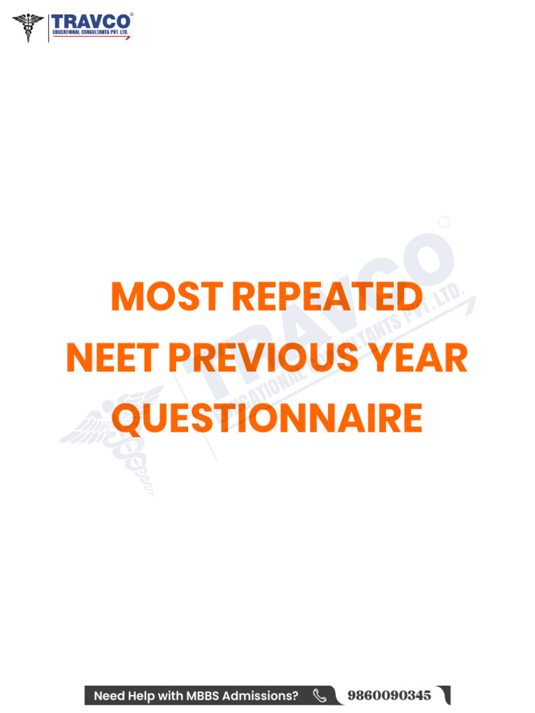 Most Repeated NEET Questions Guide | PDF | Inductor | Chemistry
