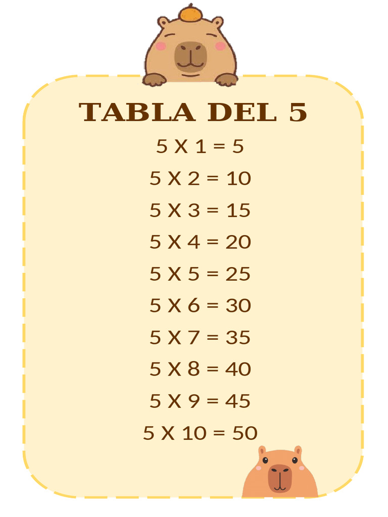 Tabla de 5 | PDF