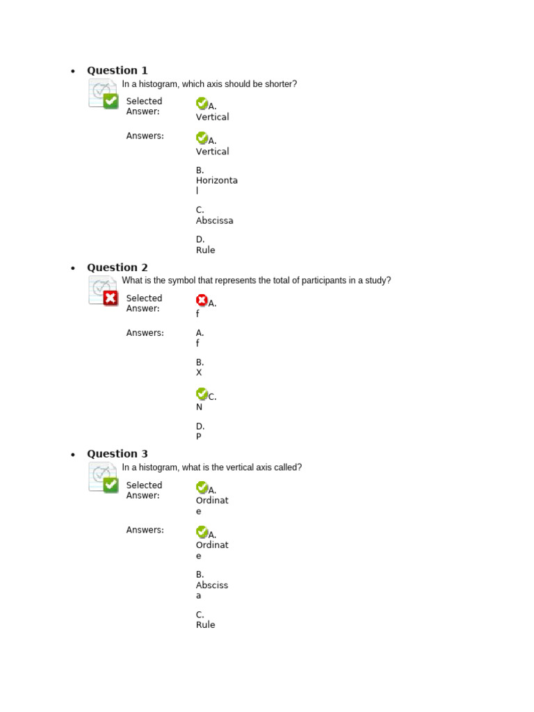 Quiz 3 Bio Statistics Answers | PDF | Level Of Measurement | Histogram