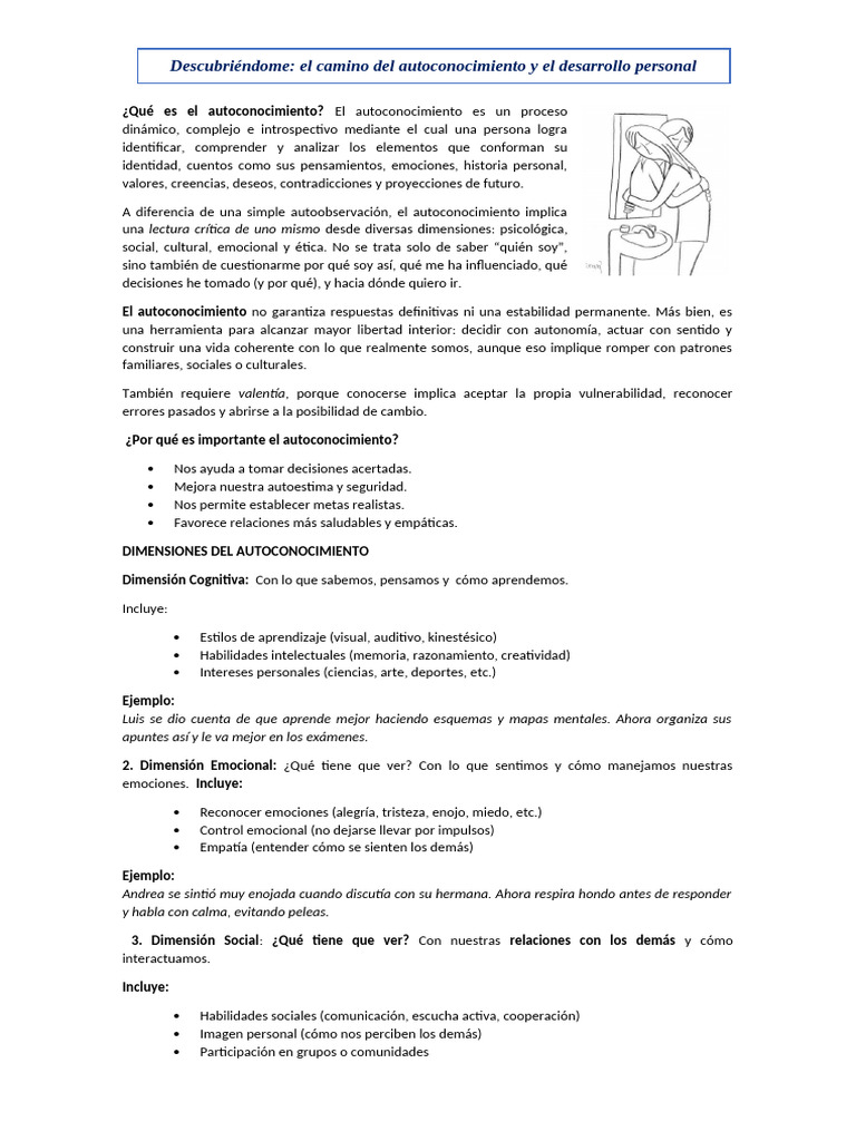 Ficha de Autoconocimiento y Dimensiones | PDF | Las emociones | Creatividad