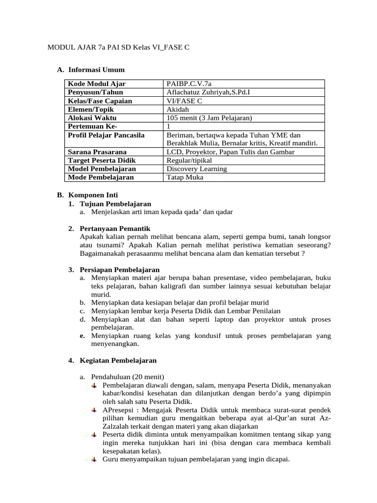 Modul Ajar Pai Bab 7 | PDF