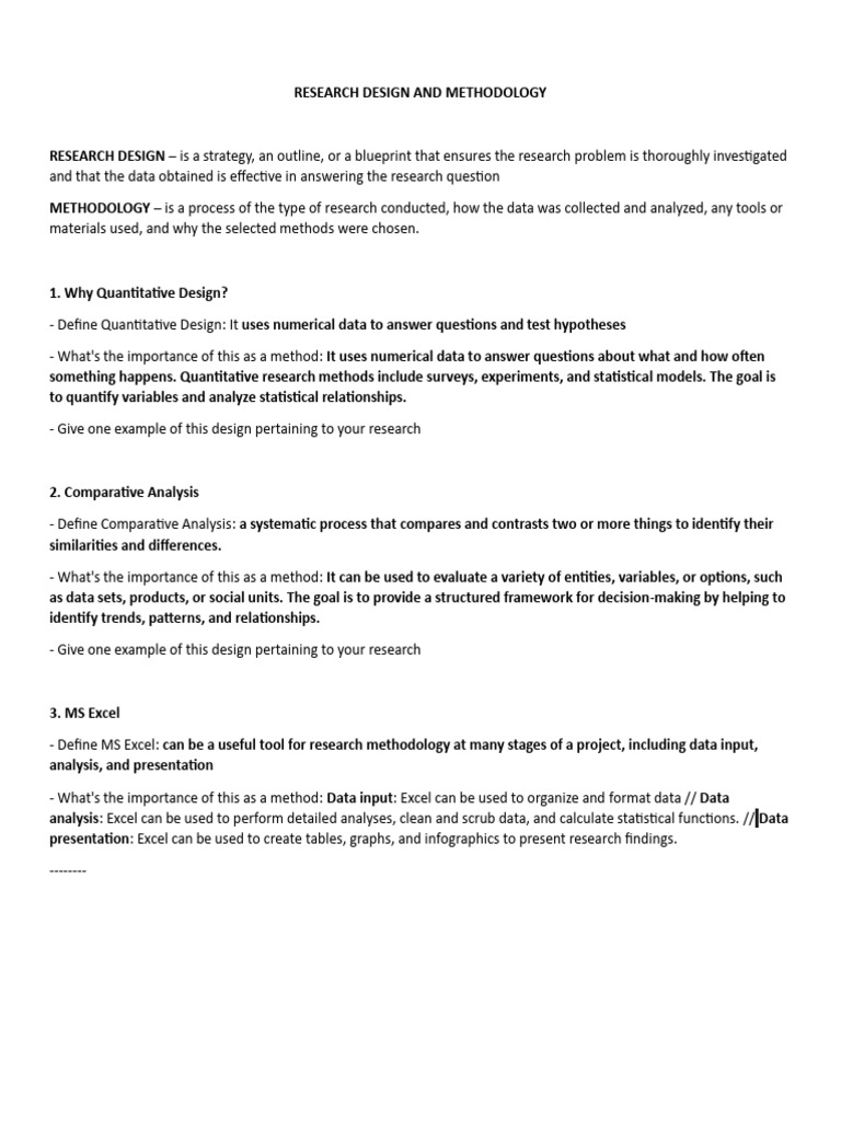 RESEARCH DESIGN AND METHODOLOGY - Notes Nicole | PDF | Methodology ...