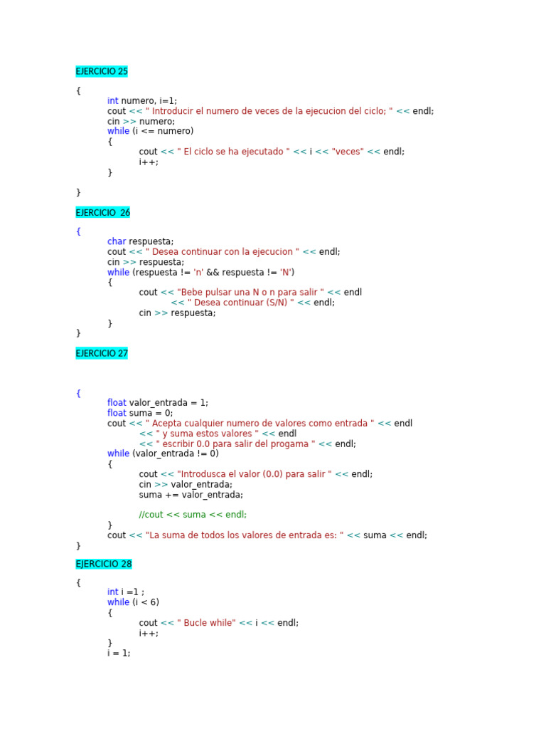 Ejercicios de Bucles en C++ | PDF