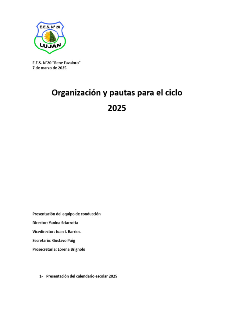 Pautas y calendario escolar 2025 | PDF