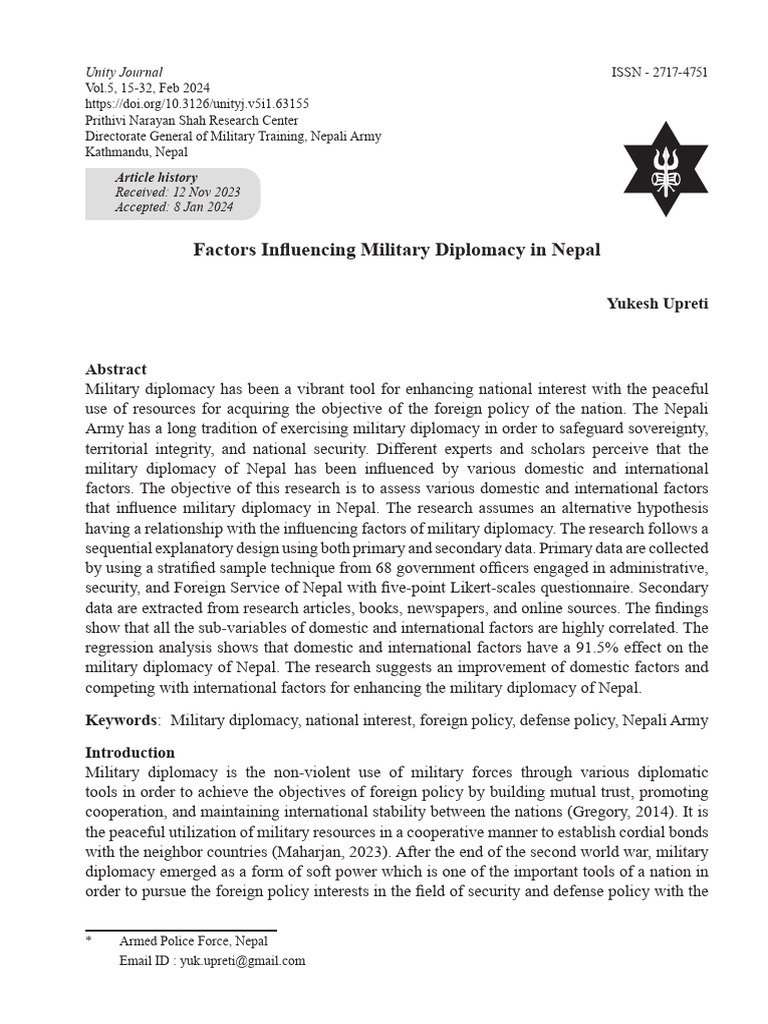 Factors Shaping Nepal's Military Diplomacy | PDF | Diplomacy ...