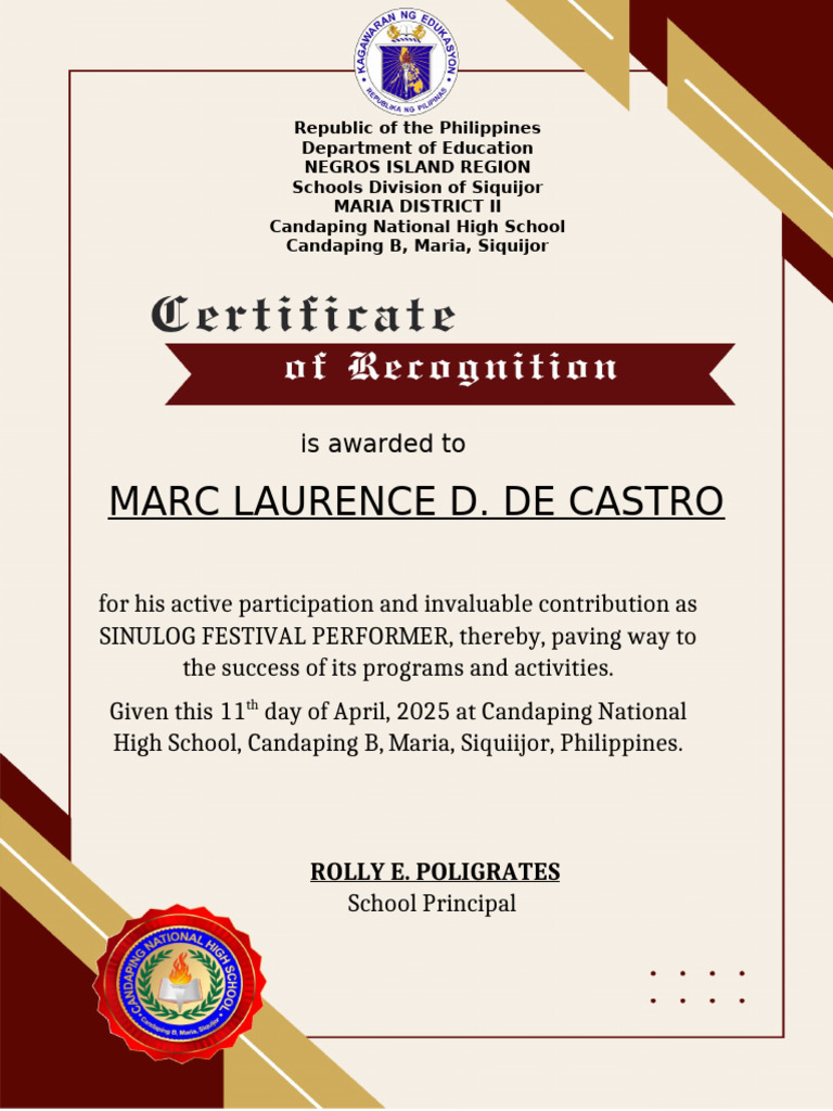 Certificate For Band Pdf