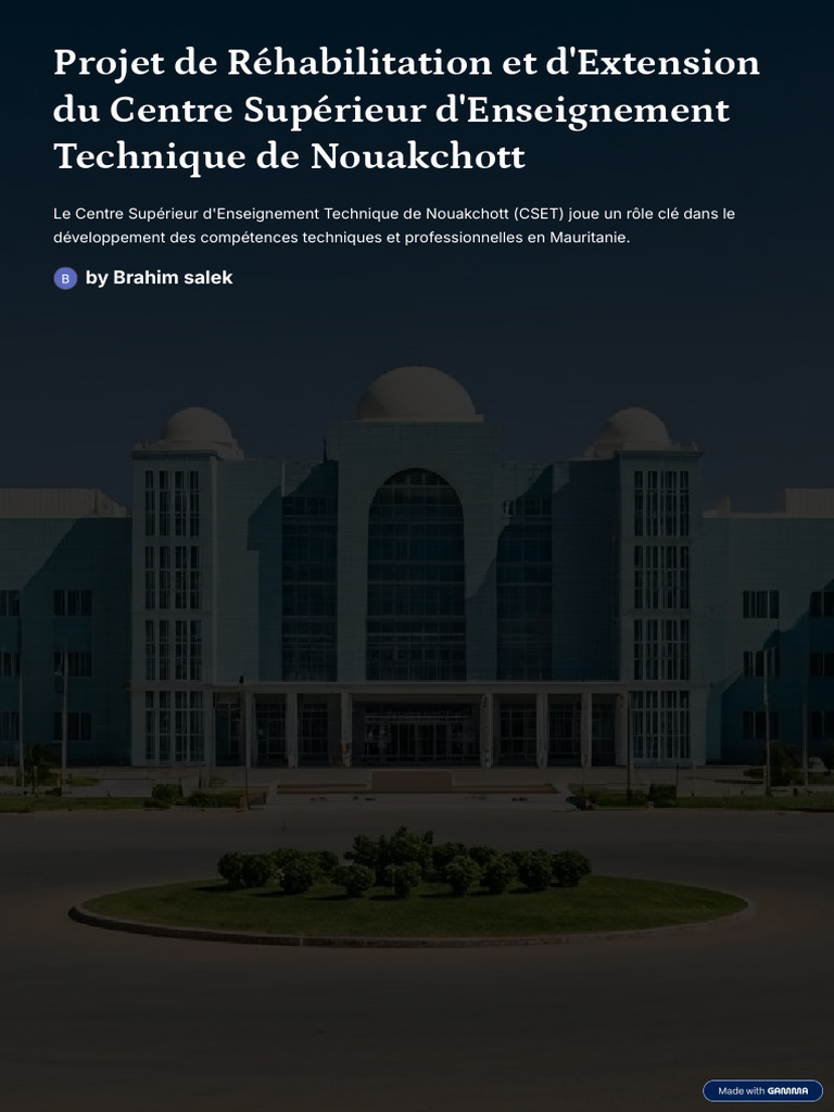 Réhabilitation du CSET en Mauritanie | PDF | Enseignement | Mauritanie