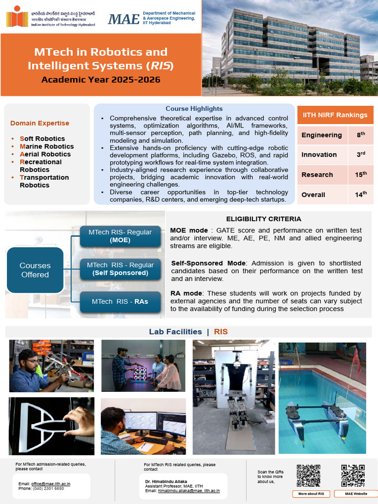 MTech in Robotics at IIT Hyderabad 2025 | PDF