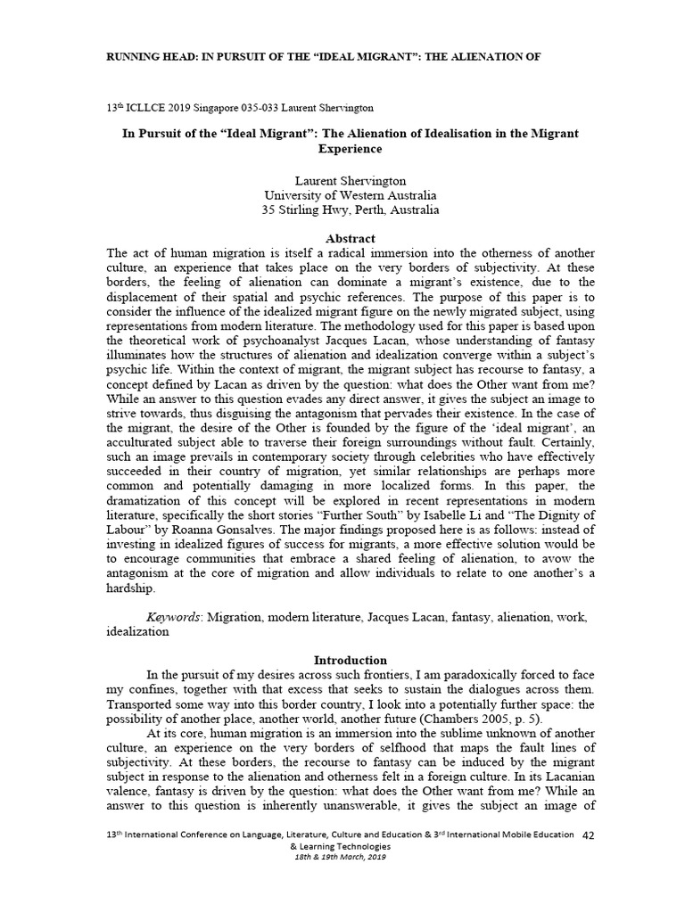 Alienation in the Migrant Experience | PDF | Social Alienation | Human ...
