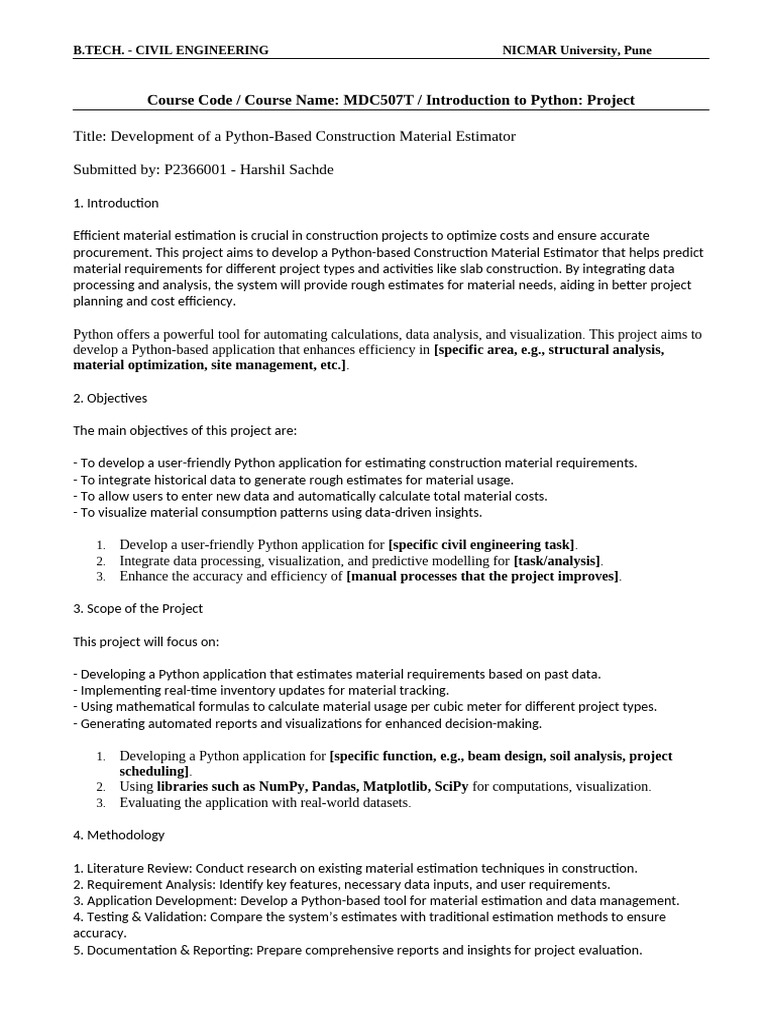 Harshil Project Proposal BTECH | PDF | Python (Programming Language) | Data