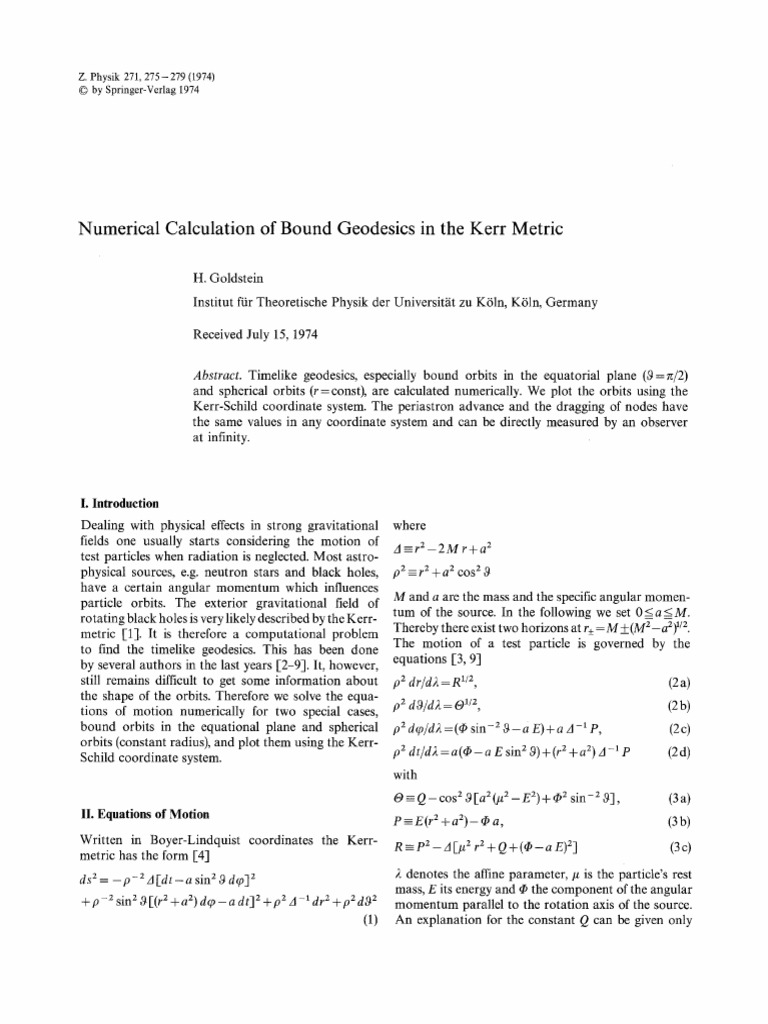 Goldstein 1974 | PDF | Black Hole | Astrophysics
