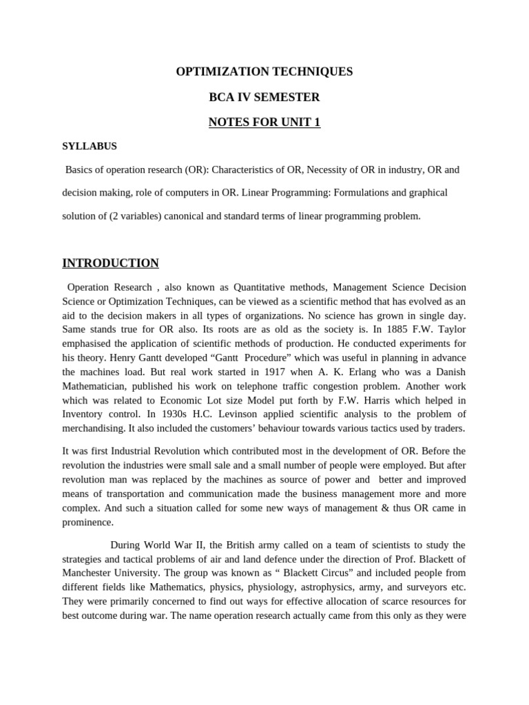 Optimization Techniques Unit 11743837438460 | PDF | Conceptual Model ...