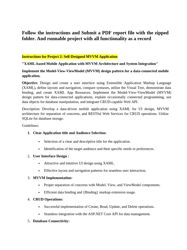 MVVM Mobile App Project Guidelines | PDF | Extensible Application ...