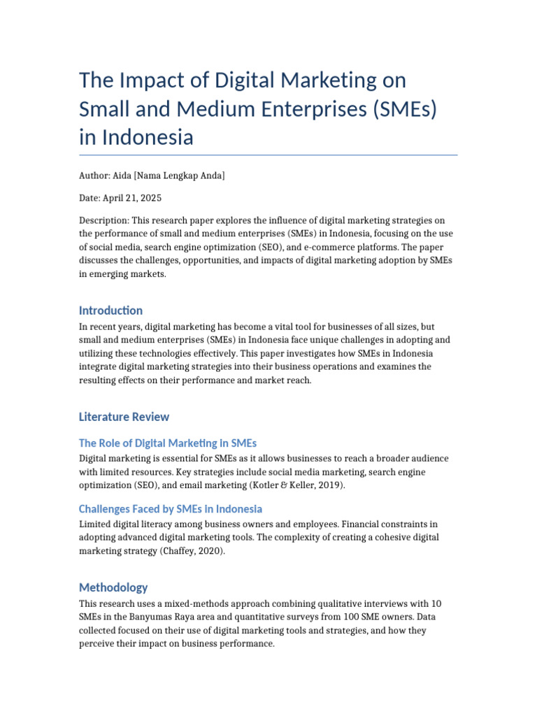 Digital Marketing SME Research Paper | PDF | Digital Marketing | Small ...