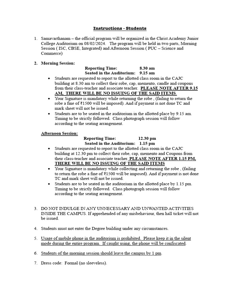 Instructions Students Grade 12 Pdf