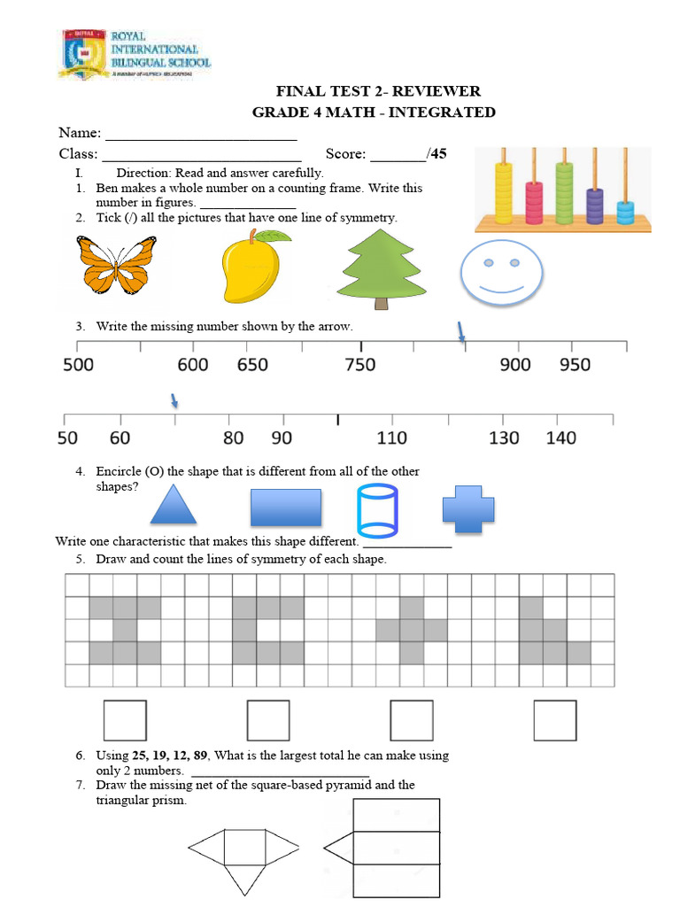 Final Test 2 Math 4 Integrated Reviewer Pdf