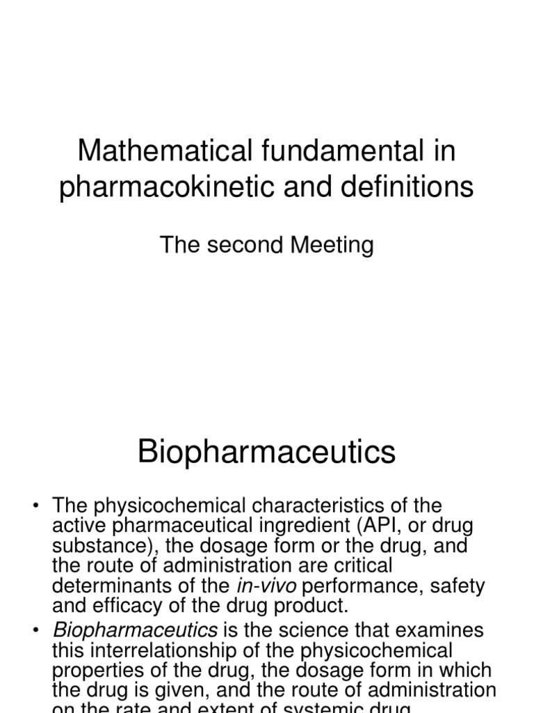 Pharmacokinetics: Definitions and Math | PDF | Pharmacokinetics ...
