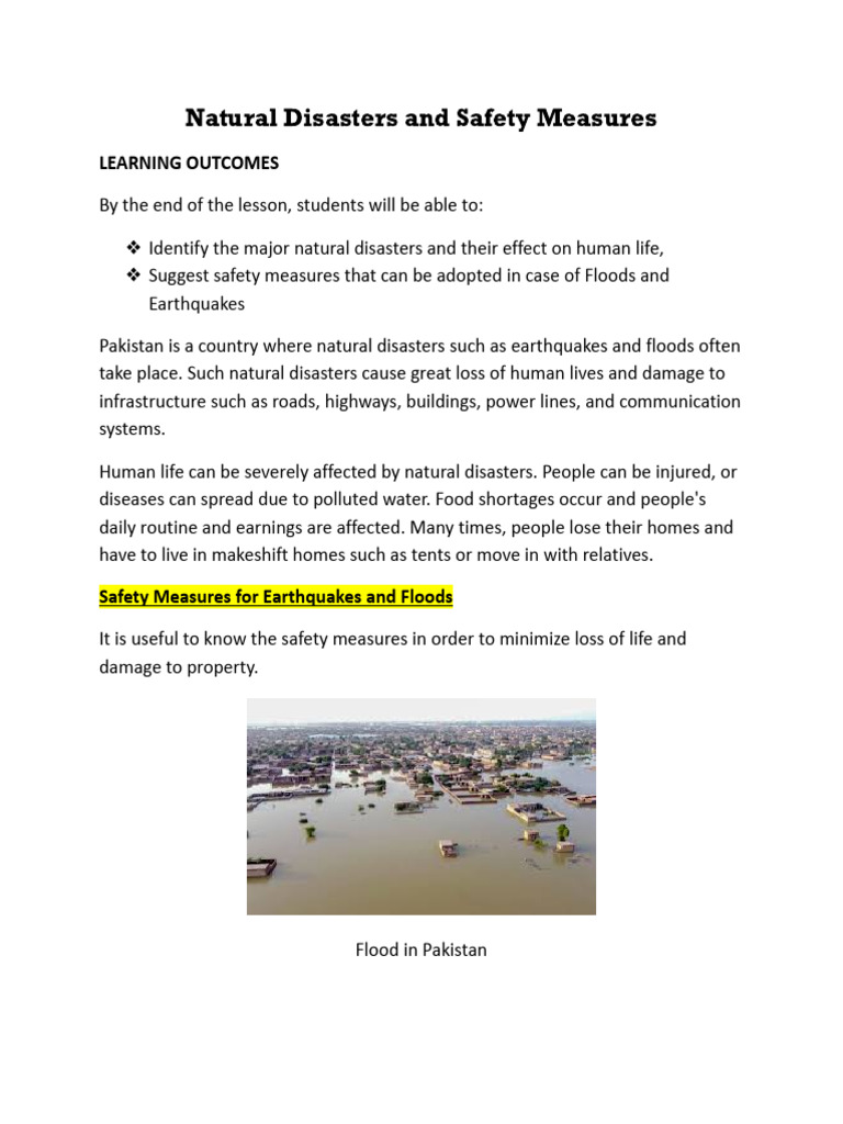 Natural Disaster Safety Tips in Pakistan | PDF | Flood | Natural Disasters