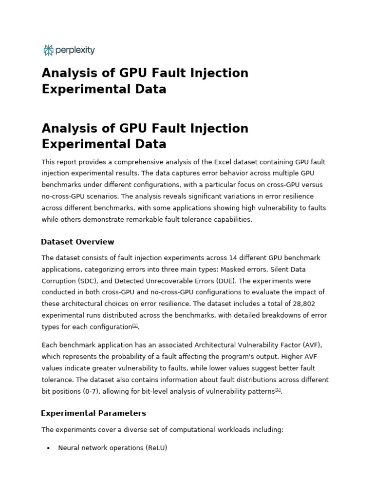 Analysis of GPU Fault Injection Experimental Data - Excel1 | PDF | Fast ...