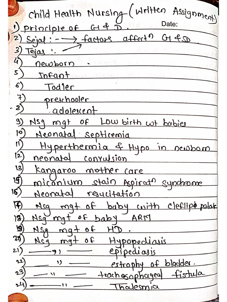 Child Health Written Assignment | PDF