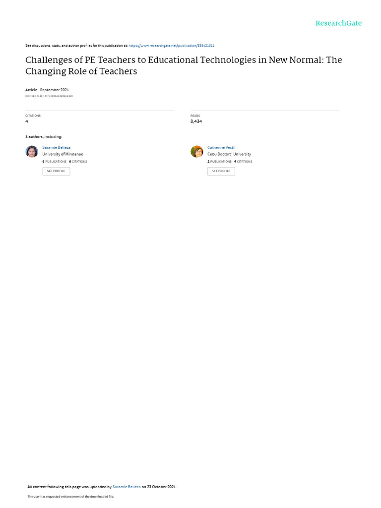 PE Teachers' Challenges with EdTech in Pandemic | PDF | Educational ...