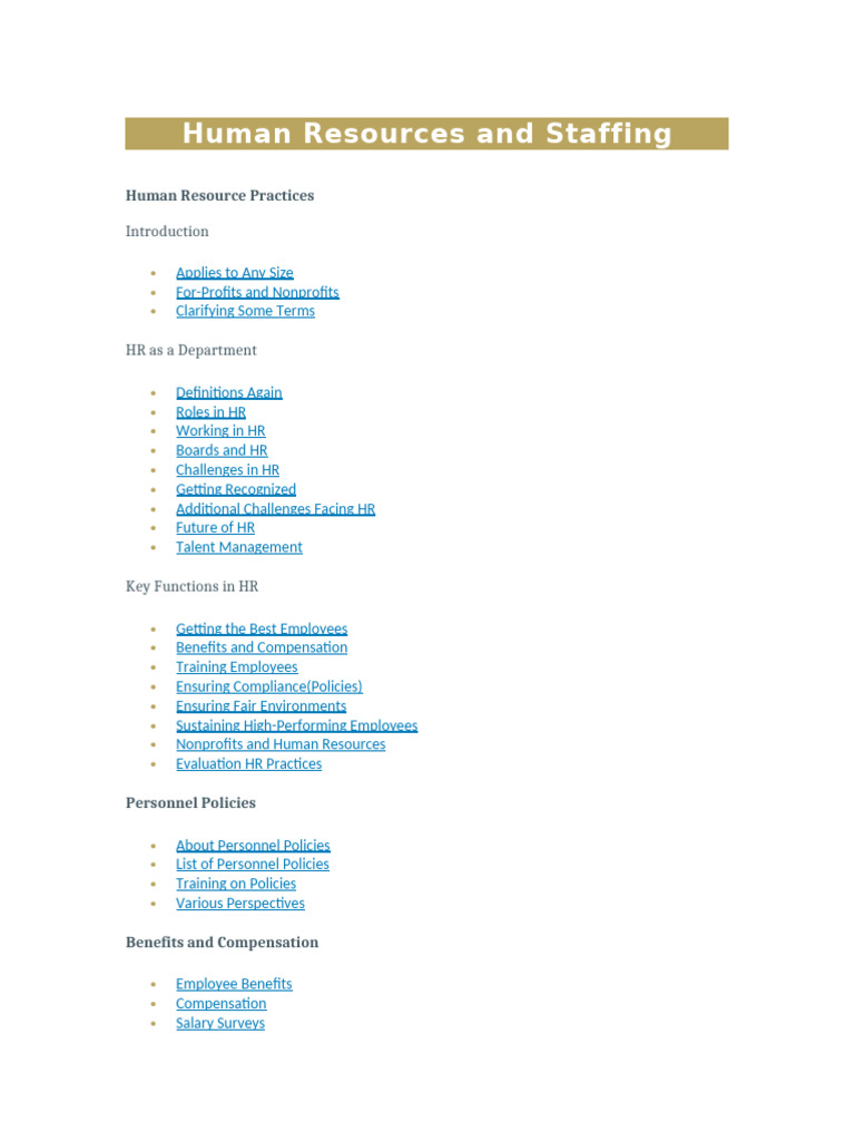 Human Resources and Staffing Guide | PDF