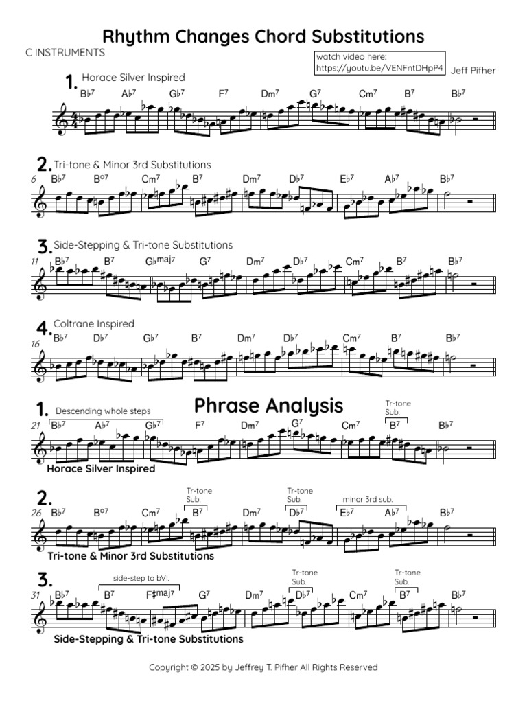 Rhythm Changes Chord Substitutions - C Instruments | PDF