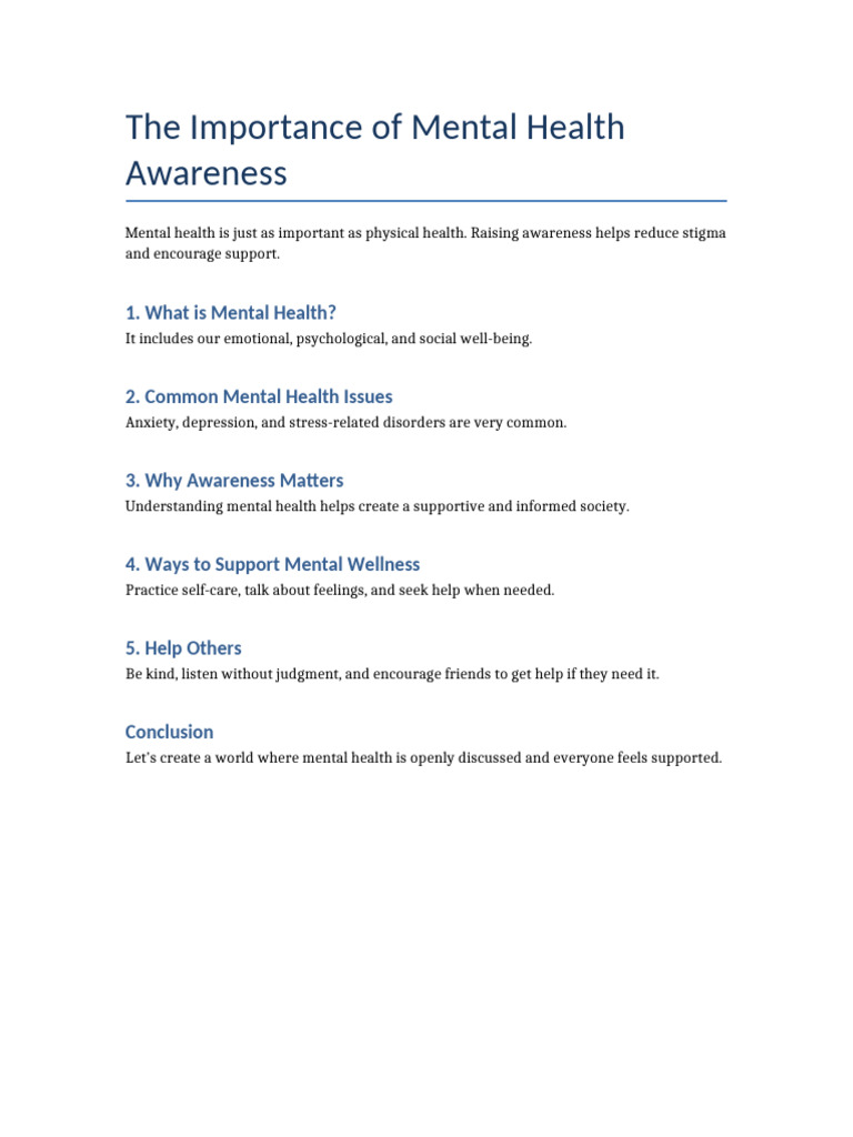 Mental Health Awareness | PDF