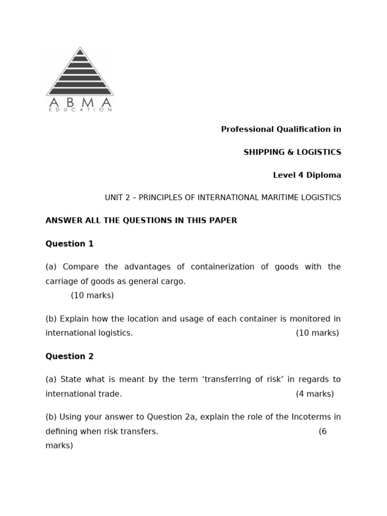International Maritime Logistics Diploma Guide | PDF