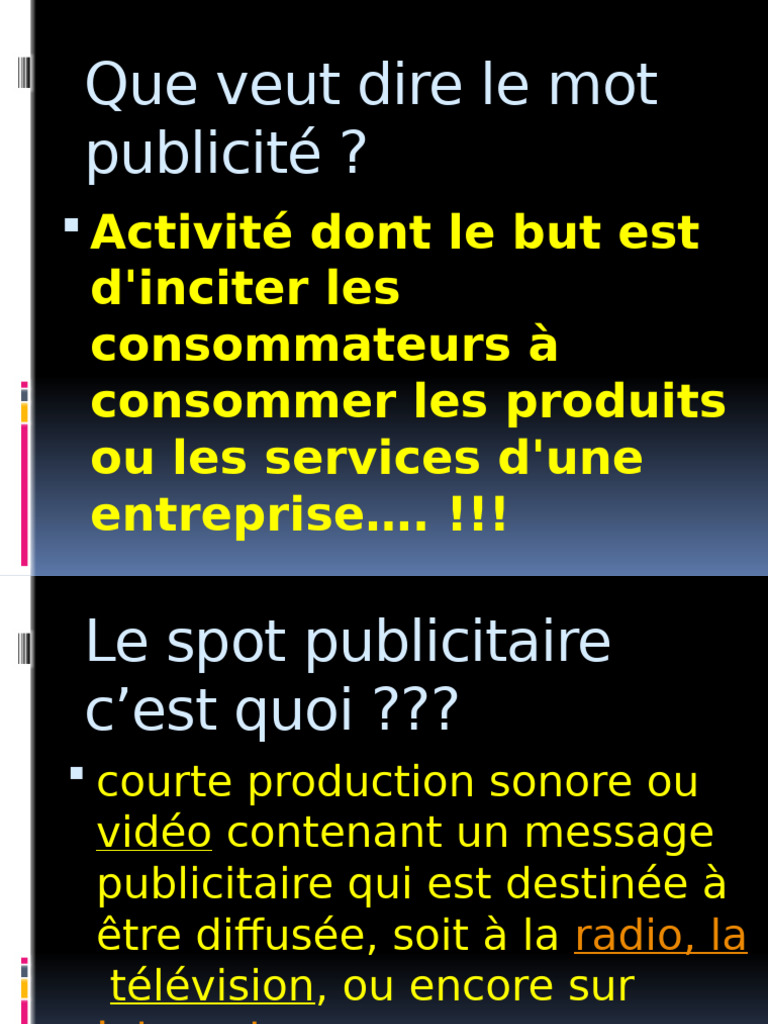 Comprendre la publicité et ses spots | PDF