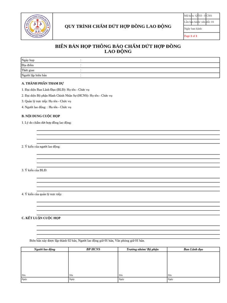 Form Biên Bản Họp | PDF