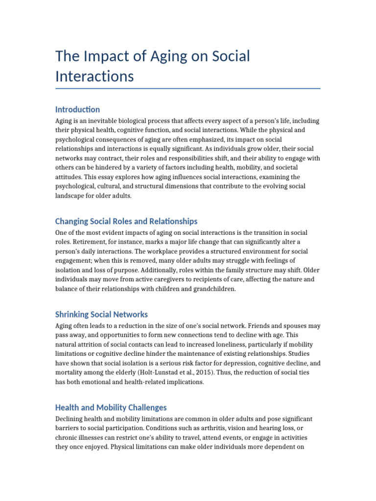 Aging's Effect on Social Connections | PDF | Ageing | Human Development