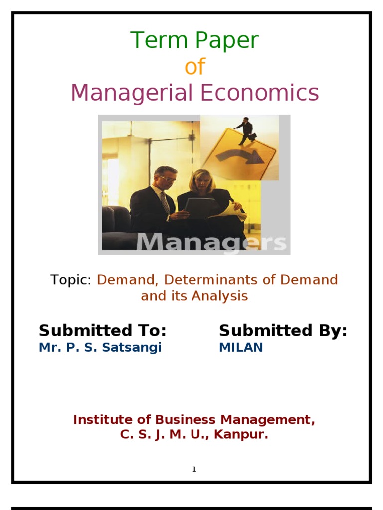 Managerial Economics: Term Paper | PDF | Demand Curve | Demand