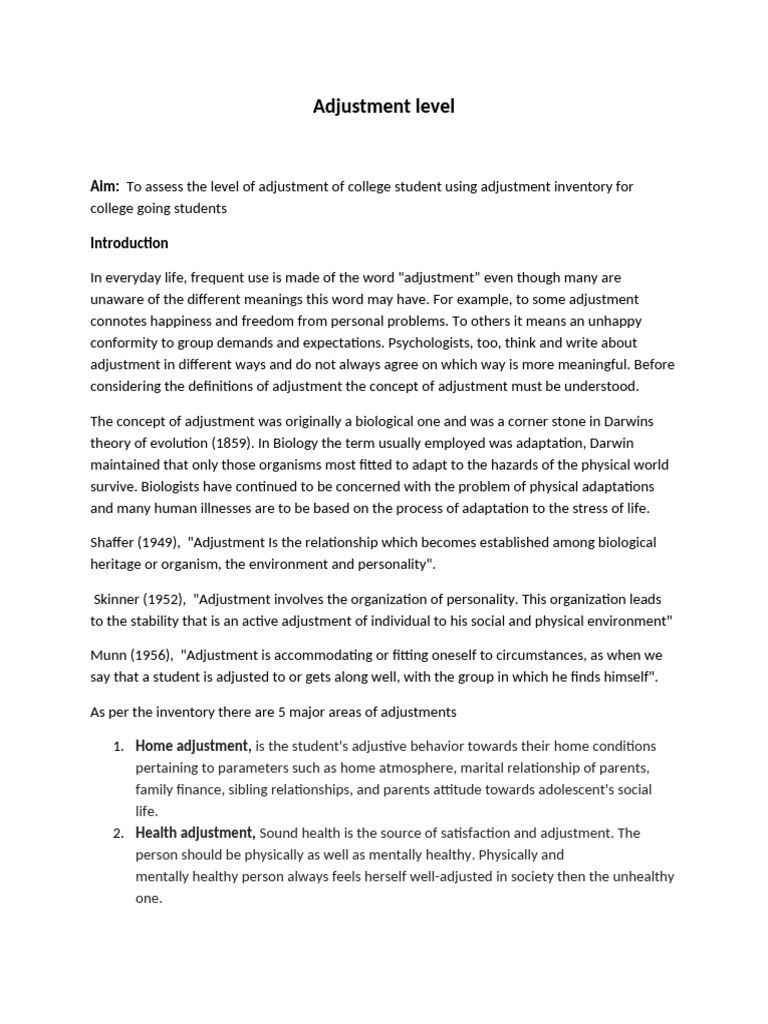 College Student Adjustment Assessment | PDF | Attitude (Psychology ...