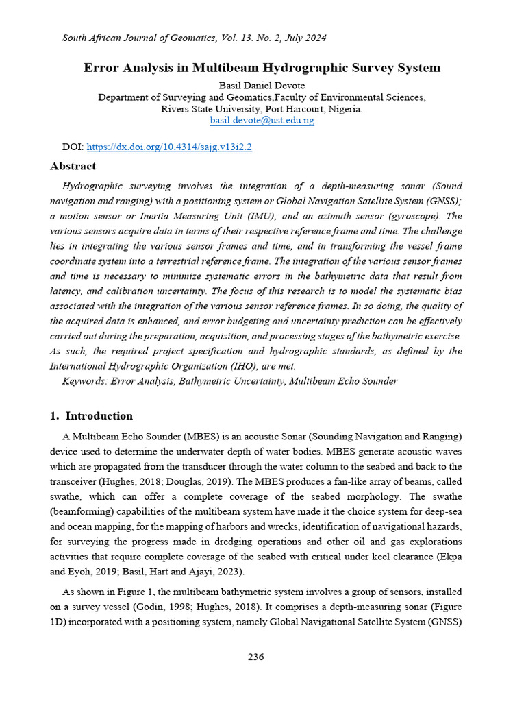 Error Analysis in Multibeam Surveys | PDF | Geographical Technology