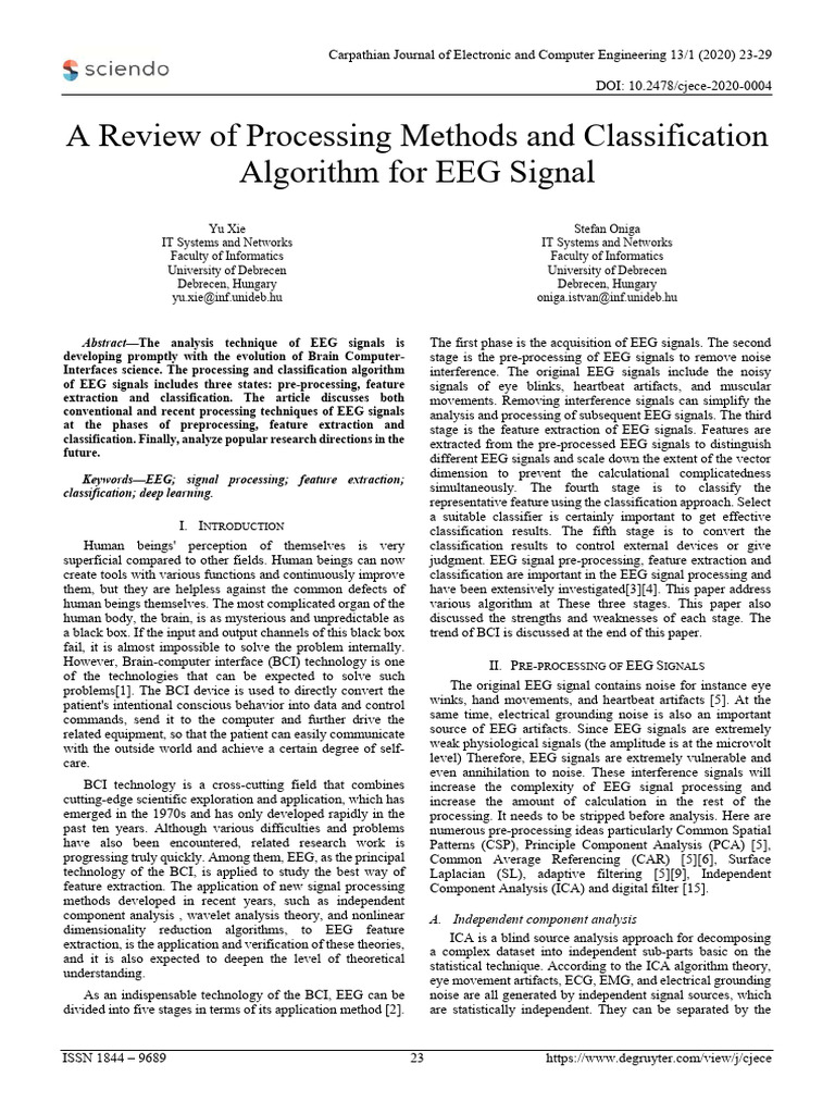 EEG Signal Processing and Classification | PDF | Principal Component ...
